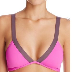 L*Space Womens Farrah Contrast Trim Solid Swim Top